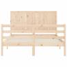 Bed Frame with Headboard Double - Solid Wood | Hipo Market