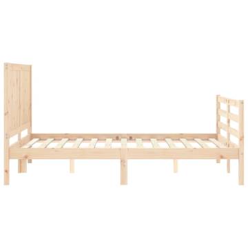 Bed Frame with Headboard Double - Solid Wood | Hipo Market