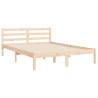 Bed Frame with Headboard Double - Solid Wood | Hipo Market