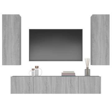 4 Piece Grey Sonoma TV Cabinet Set - Stylish Storage Solution