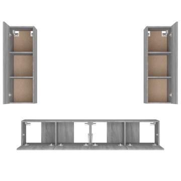 4 Piece Grey Sonoma TV Cabinet Set - Stylish Storage Solution