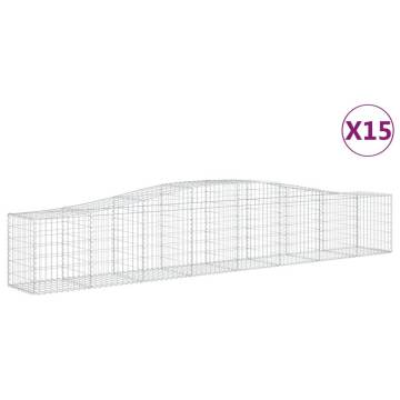 Arched Gabion Baskets - 15 pcs Galvanised Iron 400x50x60/80 cm