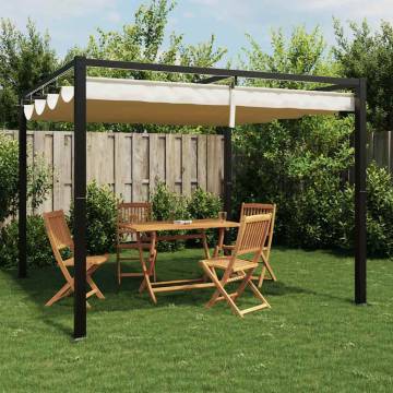 Garden Gazebo with Retractable Roof Cream 3x3m - Hipomarket