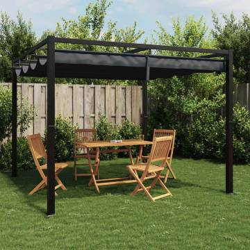 Garden Gazebo with Retractable Roof - Anthracite 3x3m Steel