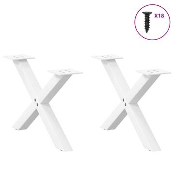 X-Shaped Coffee Table Legs - White Steel, 50x(30-31) cm - 2 pcs