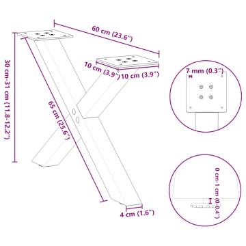 X-Shaped Coffee Table Legs - Durable Anthracite Steel (2 pcs)