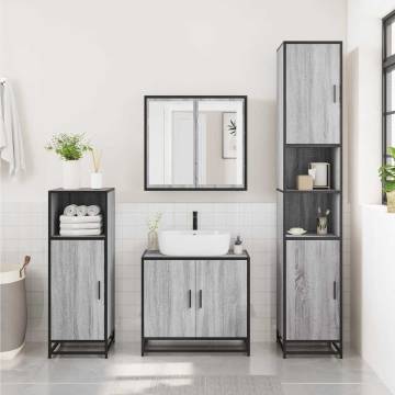 Bathroom Mirror Cabinet Grey Sonoma 65x20x60 cm | Hipo Market