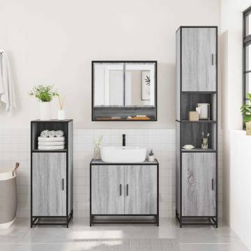 Grey Sonoma Bathroom Mirror Cabinet | 65x20x60 cm