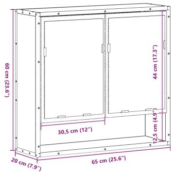 Grey Sonoma Bathroom Mirror Cabinet | 65x20x60 cm