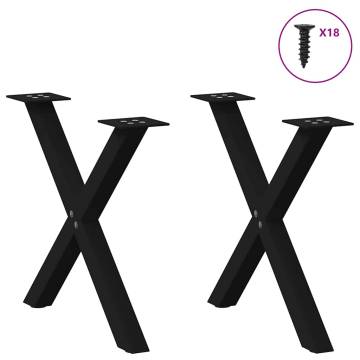 X-Shaped Black Coffee Table Legs - 38x(42-43) cm - 2 pcs