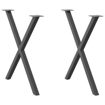 X-Shaped Dining Table Legs – Anthracite Steel - 70x(72-73) cm