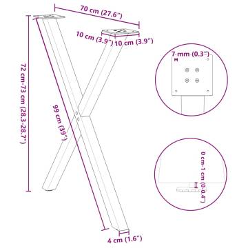 X-Shaped Dining Table Legs – Anthracite Steel - 70x(72-73) cm