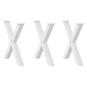 X-Shaped Dining Table Legs - White Steel 3 pcs | Hipo Market