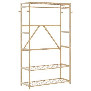 Bamboo Clothes Rack with Shelves - Stylish & Functional 110x40x175 cm