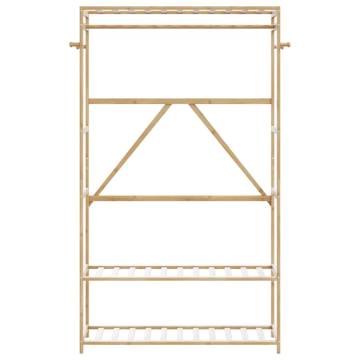 Bamboo Clothes Rack with Shelves - Stylish & Functional 110x40x175 cm