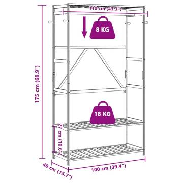 Bamboo Clothes Rack with Shelves - Stylish & Functional 110x40x175 cm