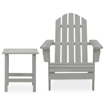 Garden Adirondack Chair & Table - Solid Fir Wood Grey