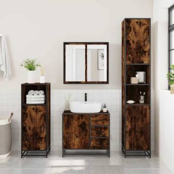 Smoked Oak Bathroom Sink Cabinet - Elegant & Durable Design