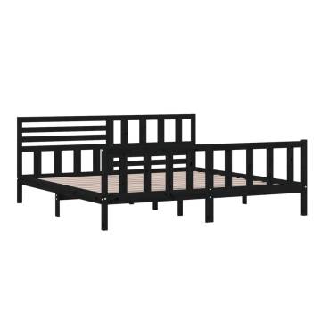 Black Solid Wood Bed Frame 200x200 cm - Stylish & Sturdy