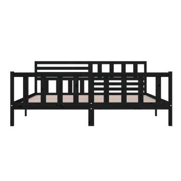 Black Solid Wood Bed Frame 200x200 cm - Stylish & Sturdy