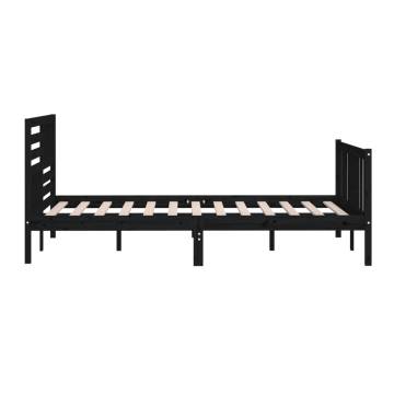 Black Solid Wood Bed Frame 200x200 cm - Stylish & Sturdy