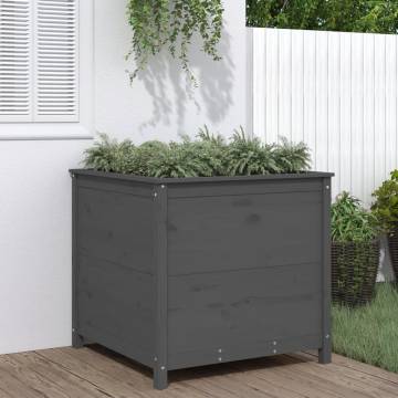 Garden Planter Grey 82.5x82.5x78 cm Solid Pine Wood - Hipo Market