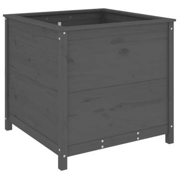 Garden Planter Grey 82.5x82.5x78 cm Solid Pine Wood - Hipo Market