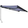 Manual Cassette Awning 500x300 cm - Blue & White for Outdoor Relaxatio