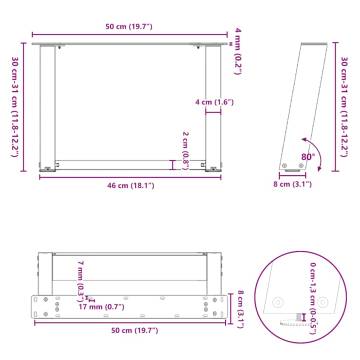 U-Shaped Coffee Table Legs - Anthracite Steel 50x(30-31) cm