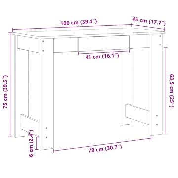 Desk Sonoma Oak 100x45x75 cm | Durable Engineered Wood