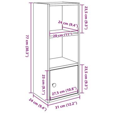 Stylish Smoked Oak Bookcase - 31x24x77 cm Engineered Wood