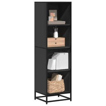 Stylish Black Book Cabinet - 40x35x139 cm Engineered Wood