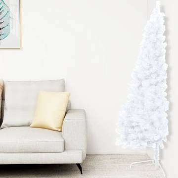 Pre-lit Artificial Half Christmas Tree White 210 cm with Balls