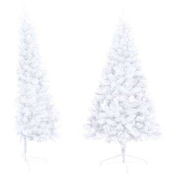 Pre-lit Artificial Half Christmas Tree White 210 cm with Balls