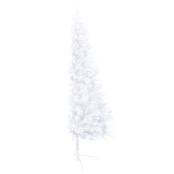 Pre-lit Artificial Half Christmas Tree White 210 cm with Balls