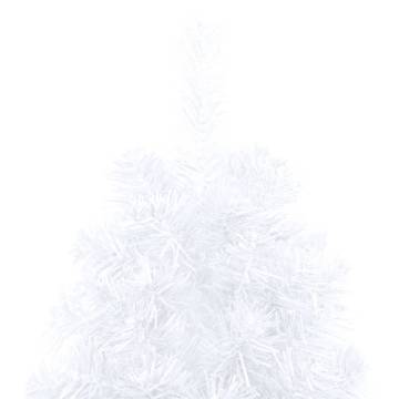 Pre-lit Artificial Half Christmas Tree White 210 cm with Balls