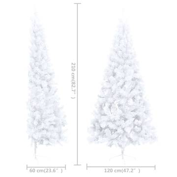 Pre-lit Artificial Half Christmas Tree White 210 cm with Balls