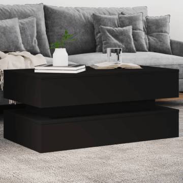 Modern Coffee Table with LED Lights - 90x50 cm Black