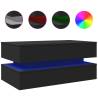 Modern Coffee Table with LED Lights - 90x50 cm Black