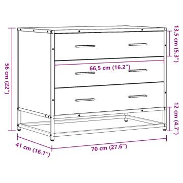 Stylish Drawer Cabinet Grey Sonoma - 70x41x56 cm Engineered Wood