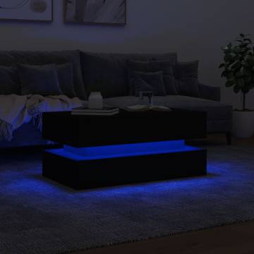 Modern Coffee Table with LED Lights - 90x50 cm Black