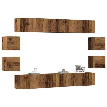 Stylish Wall Mounted TV Cabinets - 8 pcs Old Wood | Hipomarket