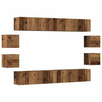 Stylish Wall Mounted TV Cabinets - 8 pcs Old Wood | Hipomarket