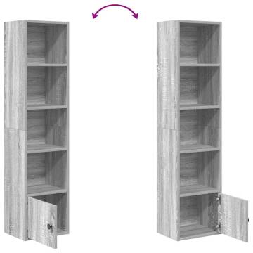 Stylish Grey Sonoma Bookcase - 31x24x127 cm | Hipo Market