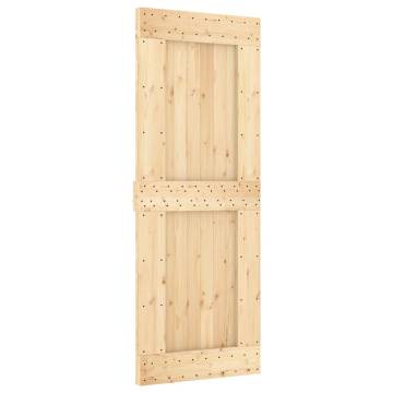 Solid Wood Pine Sliding Door with Hardware Set - 80x210 cm