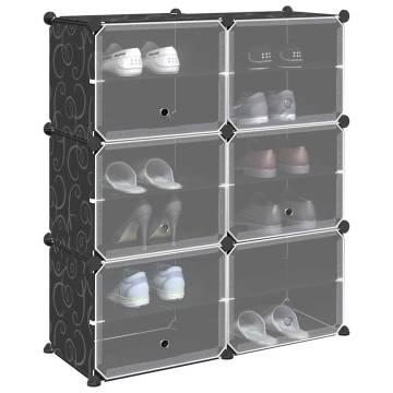 Stylish Storage Cube Organiser with 6 Cubes - Black PP