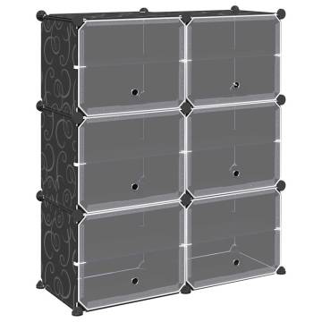 Stylish Storage Cube Organiser with 6 Cubes - Black PP