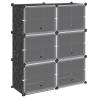 Stylish Storage Cube Organiser with 6 Cubes - Black PP