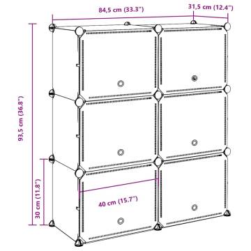 Stylish Storage Cube Organiser with 6 Cubes - Black PP