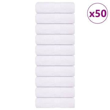 50 Pcs White Washcloths - 100% Cotton | HipoMarket